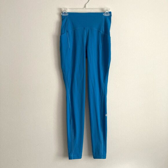LULULEMON Swift Speed High Rise Womens Athletic Leggings Pockets Blue Size 4 - Picture 1 of 12